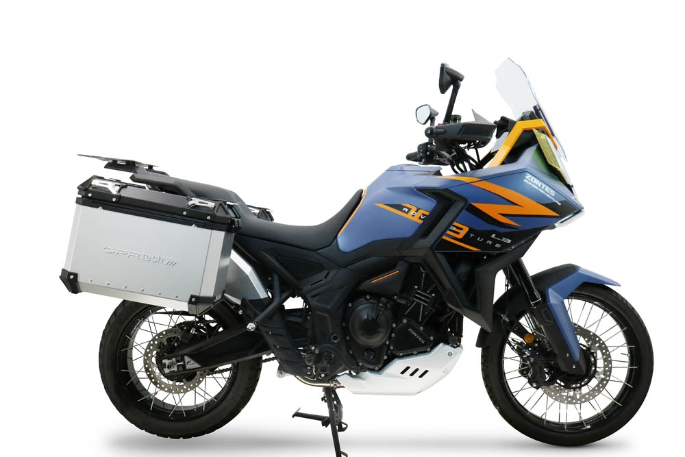 GPR TECH compatible with  Zontes 703 F 2025/2026 GPR TECH Pair of side cases aluminum made, silver color with specific pannier holder Capacity 38 LT. + 38 LT.