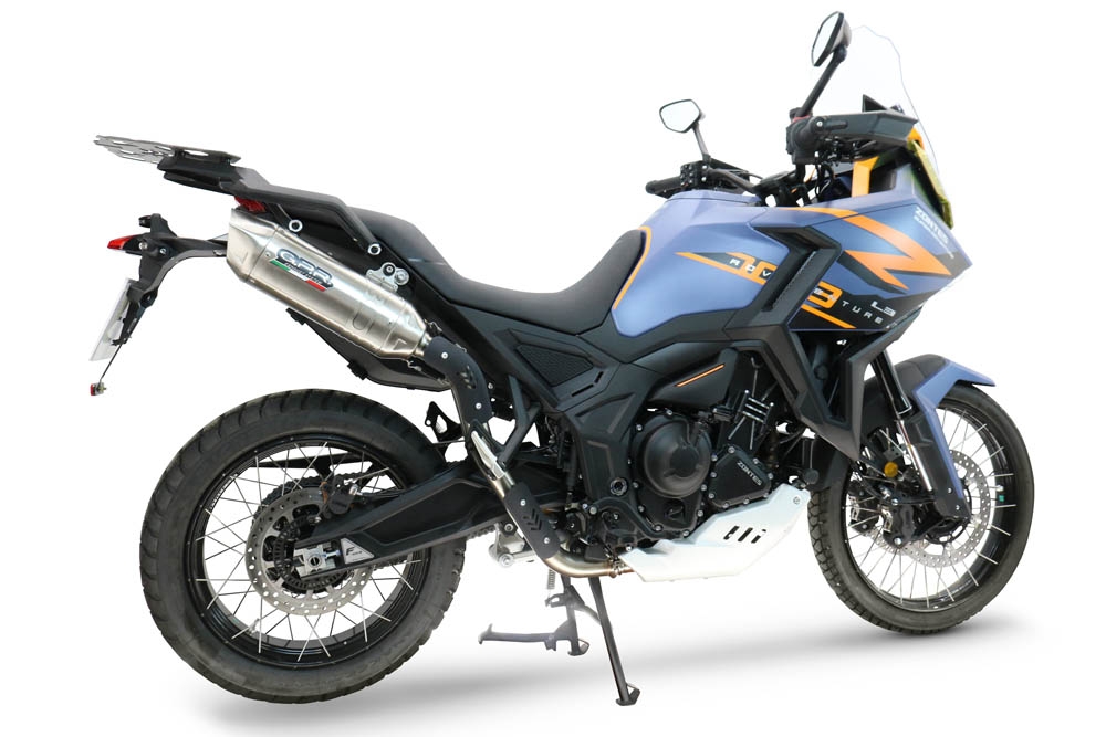GPR exhaust compatible with Zontes 703 F 2025-2026, Furore-X Acciaio Inox, Homologated legal slip-on exhaust including removable db killer and link pipe 