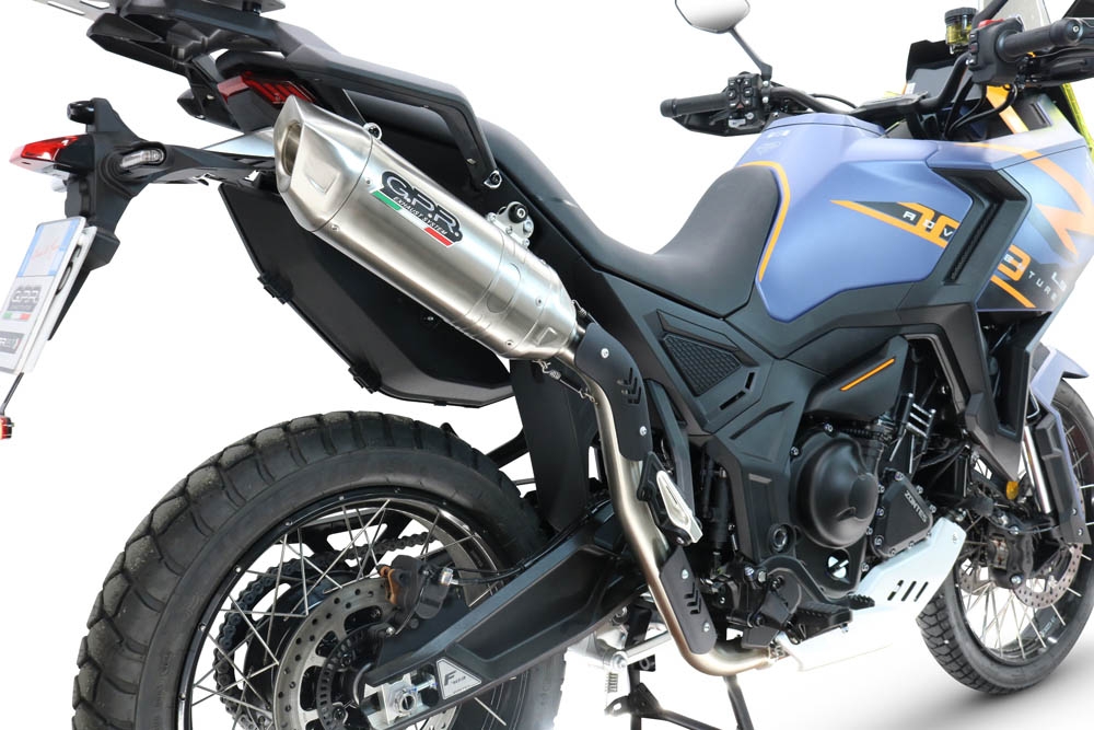 GPR exhaust compatible with Zontes 703 F 2025-2026, Furore-X Acciaio Inox, Homologated legal slip-on exhaust including removable db killer and link pipe 