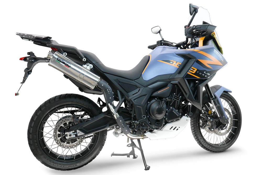 GPR exhaust compatible with Zontes 703 F 2025-2026, Trioval, Homologated legal slip-on exhaust including removable db killer and link pipe 