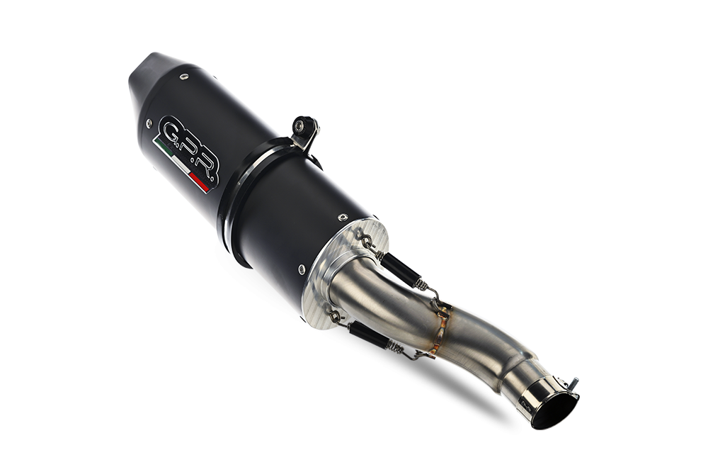 Exhaust compatible with Benelli Leoncino 500 Trail 2017-2024, Furore Nero, Racing slip-on exhaust including link pipe